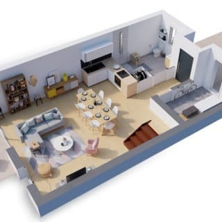Constructiond de maison en Vendée - Modèle Azurite de Vendée Habitat-plan du rdc 1 chambre wc cuisine entrée