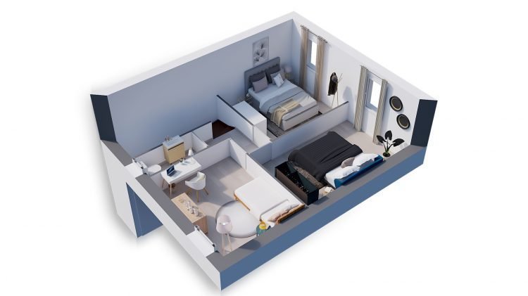 plan de l'étage du modèle agate, maison neuve T5 dupex du nouveau catalogue accession de Vendée Habitat